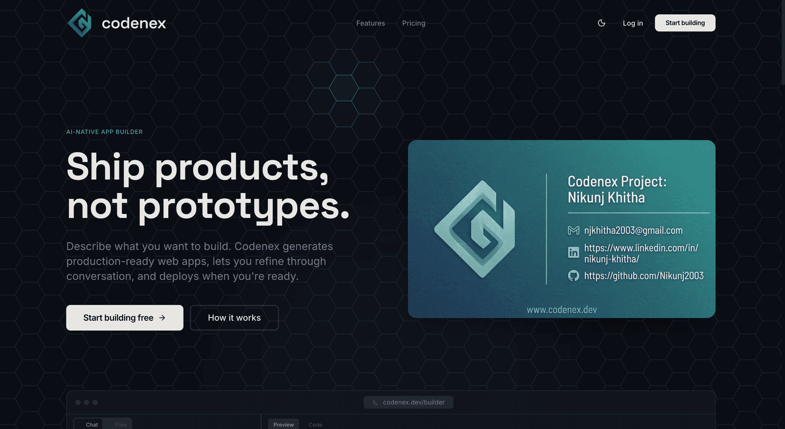 CodeNex Enterprise AI Builder Platform screenshot 1